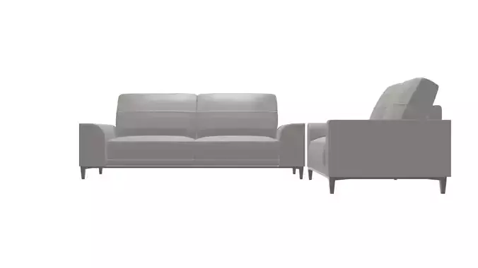 Modern Leather Sofa Set 3D Model - Contemporary Furniture Low-poly 3D model