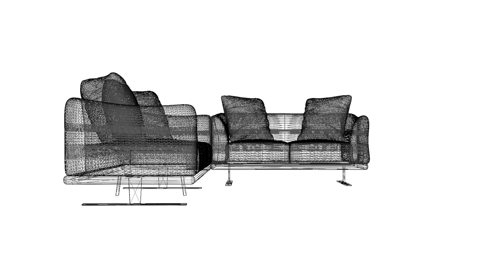 Modern Cream Leather and Vinyl Sofa 3D Model Low-poly 3D model_9