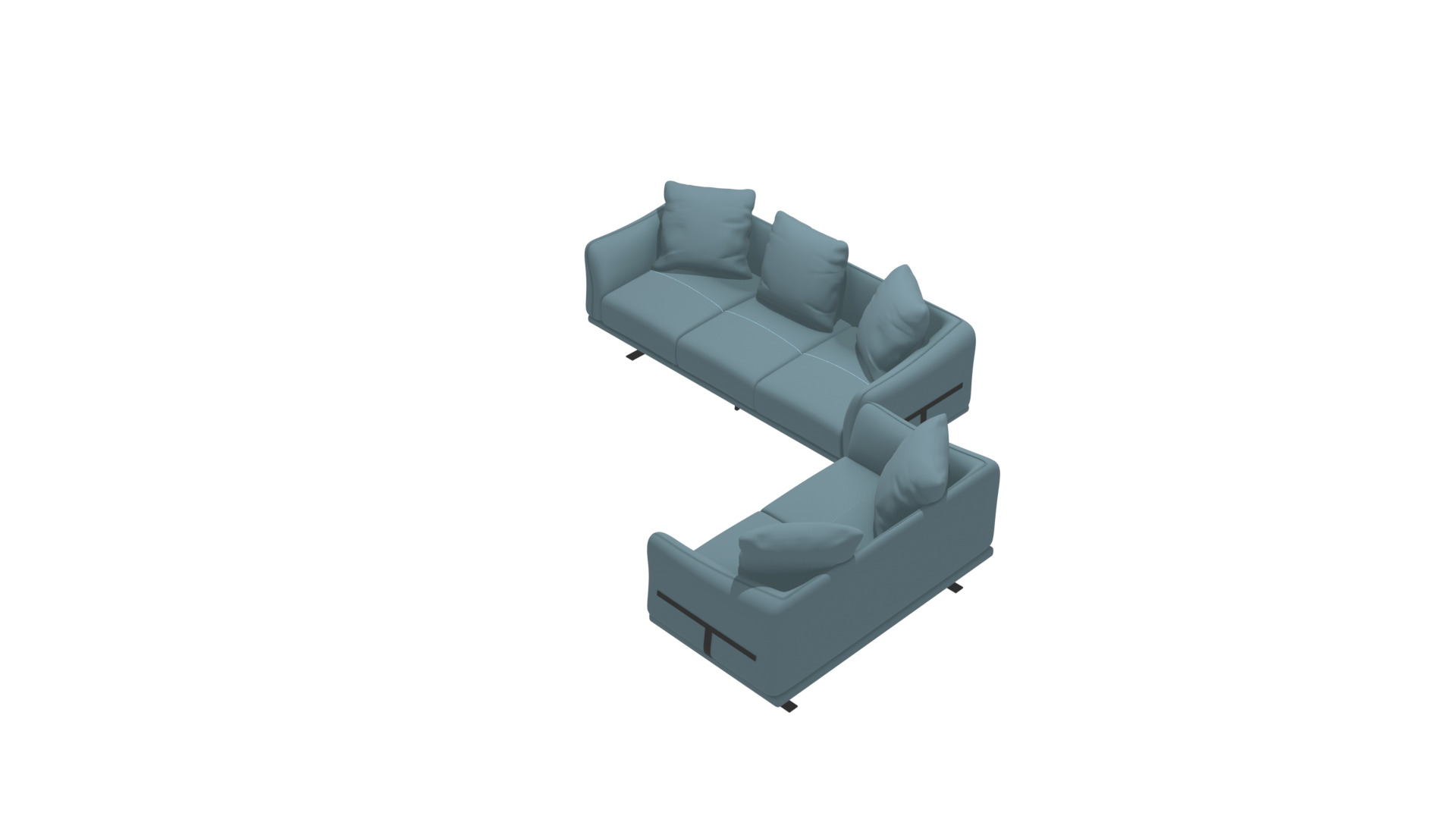 Modern Cream Leather and Vinyl Sofa 3D Model Low-poly 3D model_24