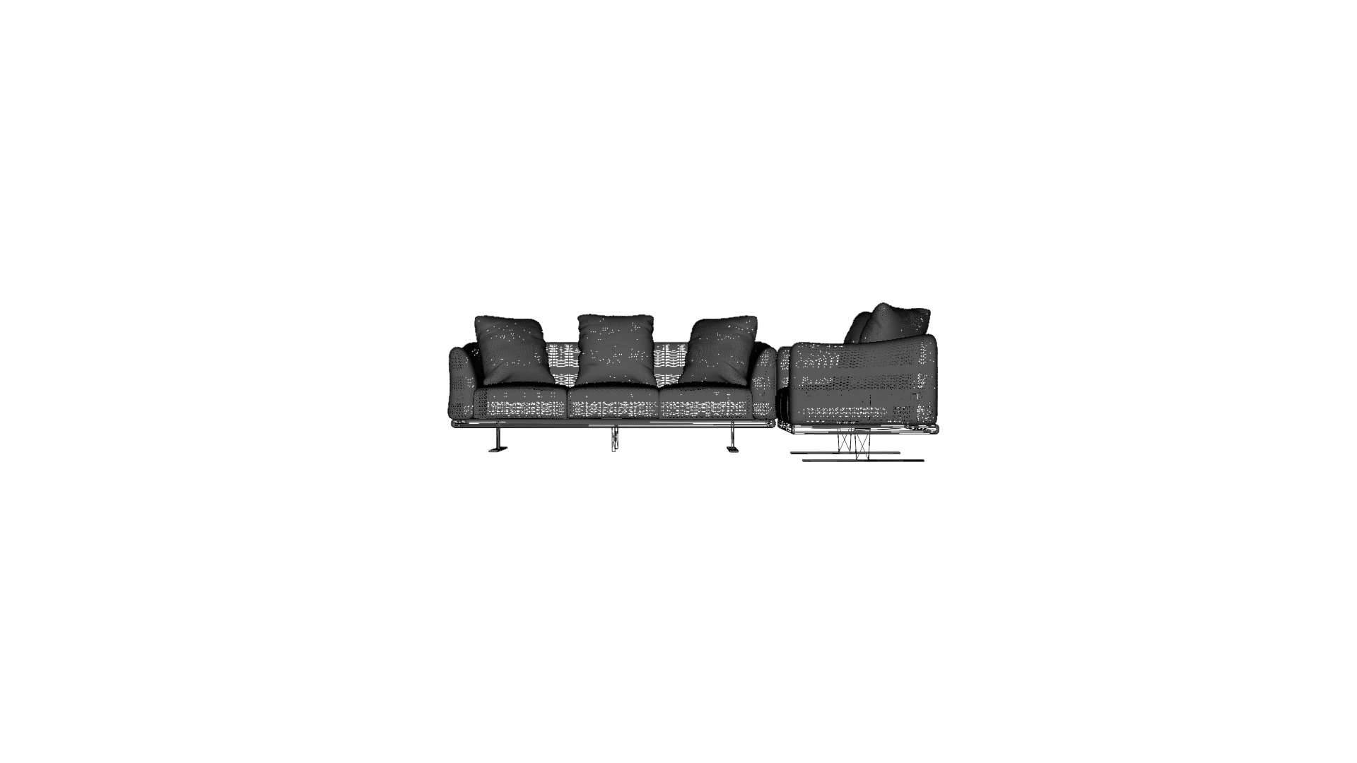 Modern Cream Leather and Vinyl Sofa 3D Model Low-poly 3D model_3