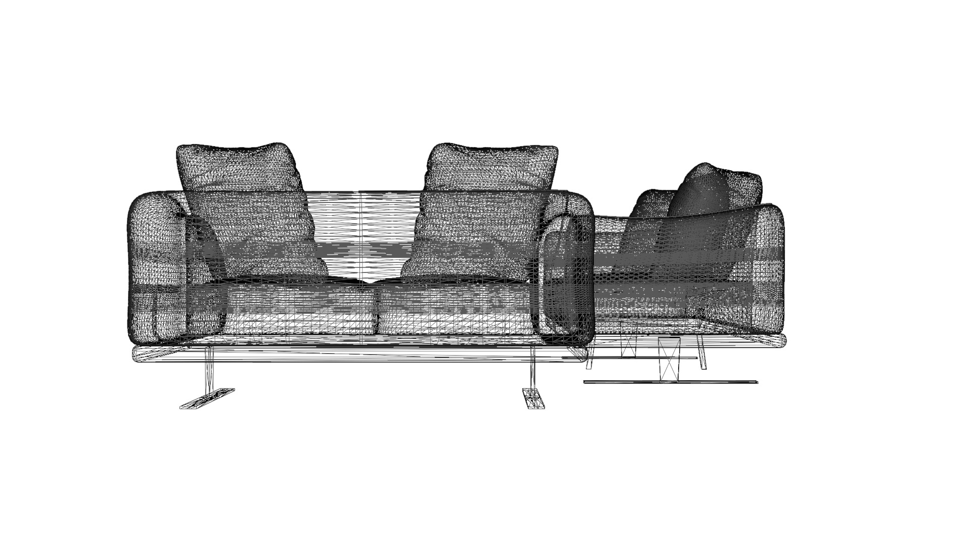 Modern Cream Leather and Vinyl Sofa 3D Model Low-poly 3D model_13