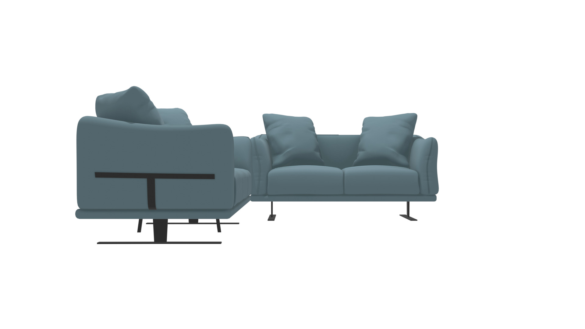 Modern Cream Leather and Vinyl Sofa 3D Model Low-poly 3D model_8