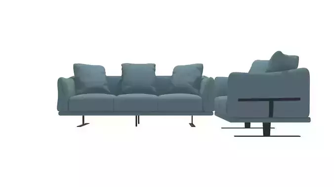Modern Cream Leather and Vinyl Sofa 3D Model