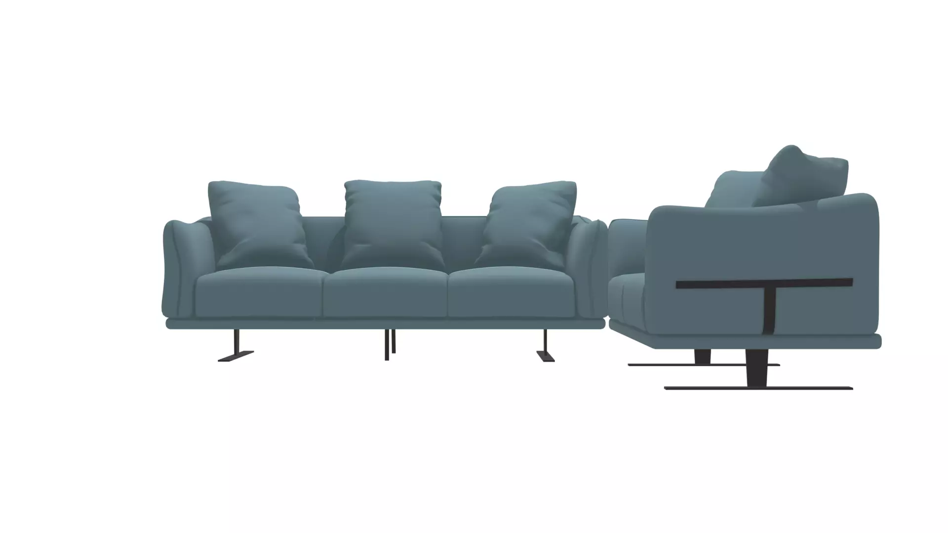 Modern Cream Leather and Vinyl Sofa 3D Model Low-poly 3D model_0