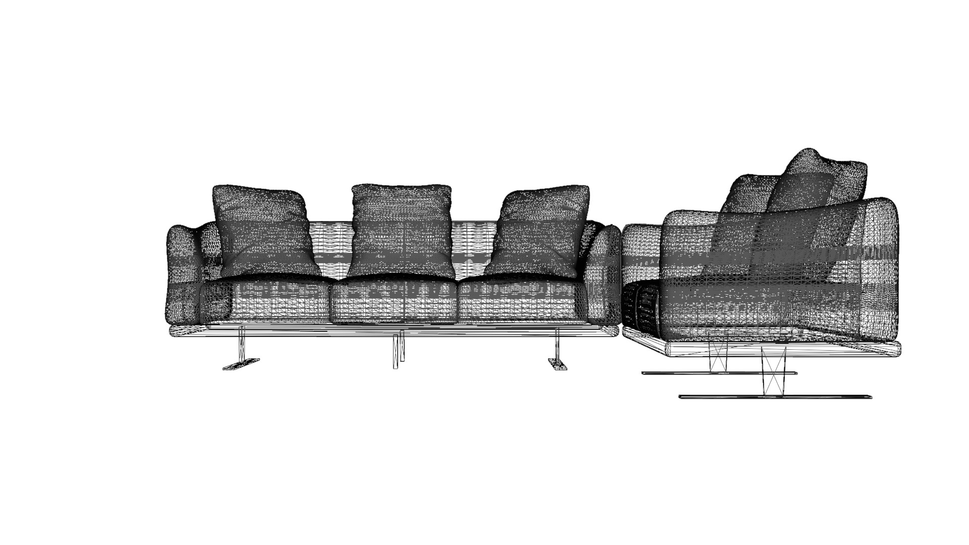 Modern Cream Leather and Vinyl Sofa 3D Model Low-poly 3D model_1