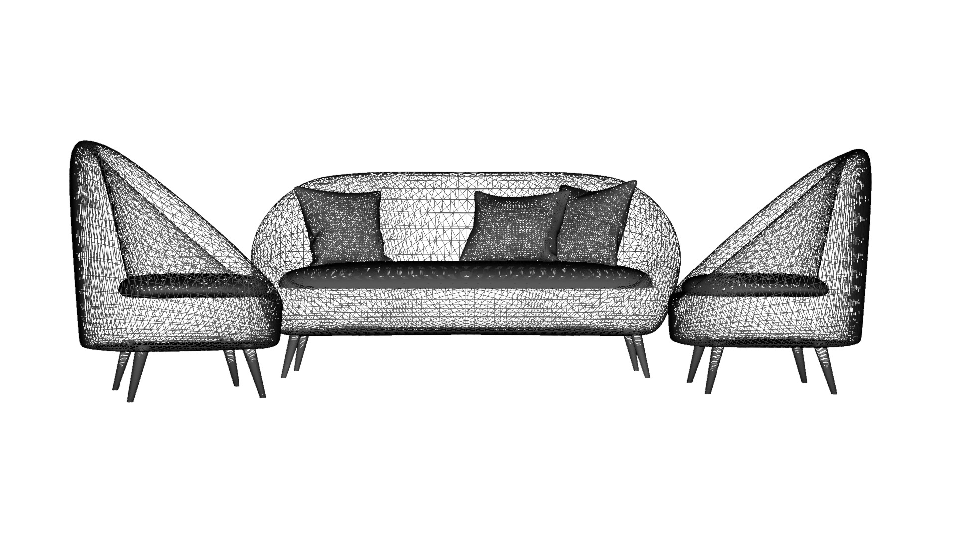 Modern Living Room Sofa 3D Model for Interiors Low-poly 3D model_1