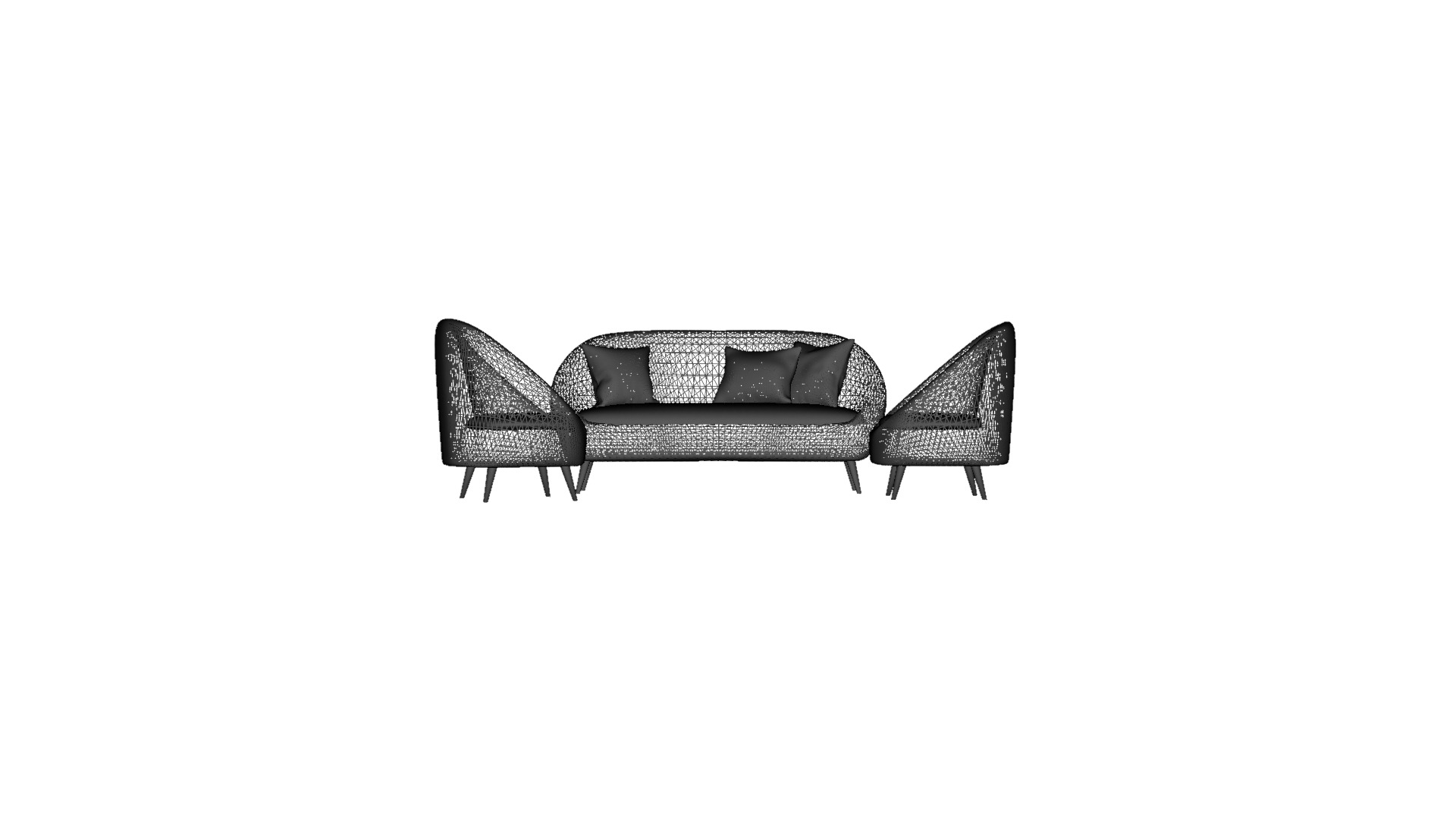 Modern Living Room Sofa 3D Model for Interiors Low-poly 3D model_3