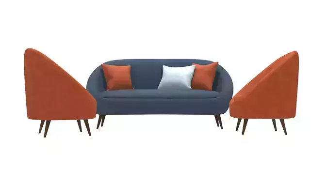 Modern Living Room Sofa 3D Model for Interiors Low-poly 3D model