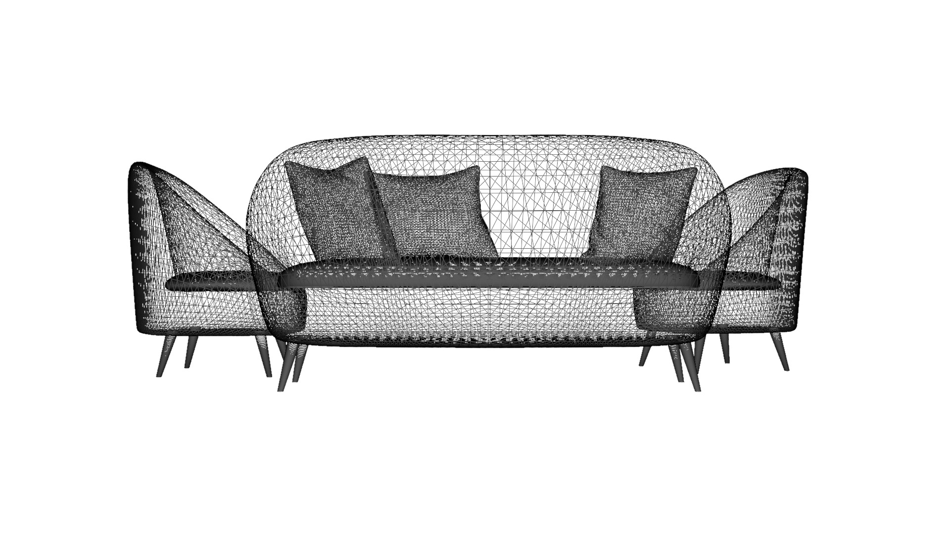 Modern Living Room Sofa 3D Model for Interiors Low-poly 3D model_5