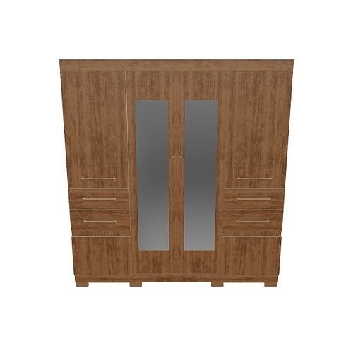 Wardrobe with Mirror 3D Model for Interior Design Low-poly 3D model