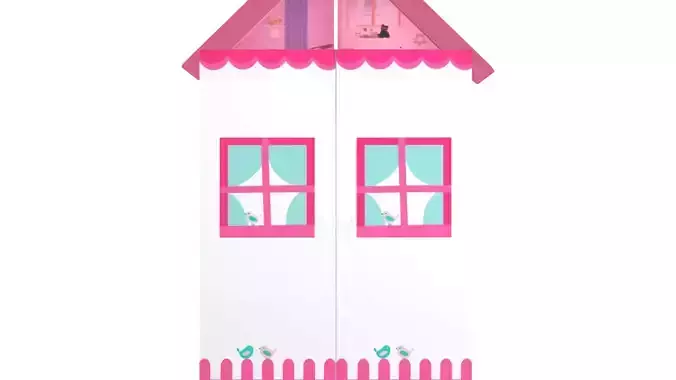 Charming Pink House Wardrobe Cabinet for Kids