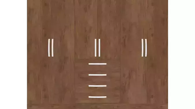 Detailed 6-Door 4-Drawer Wardrobe Cabinet 3D Model