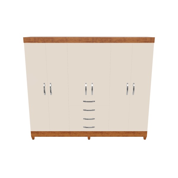 Elegant 6-Door 4-Drawer Cabinet Low-poly 3D model_28