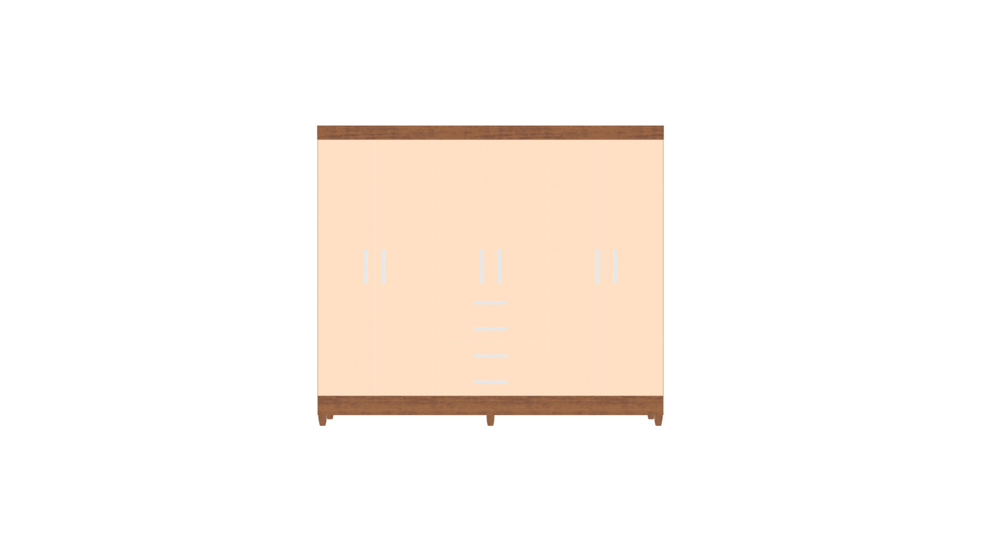 Elegant 6-Door 4-Drawer Cabinet Low-poly 3D model_2