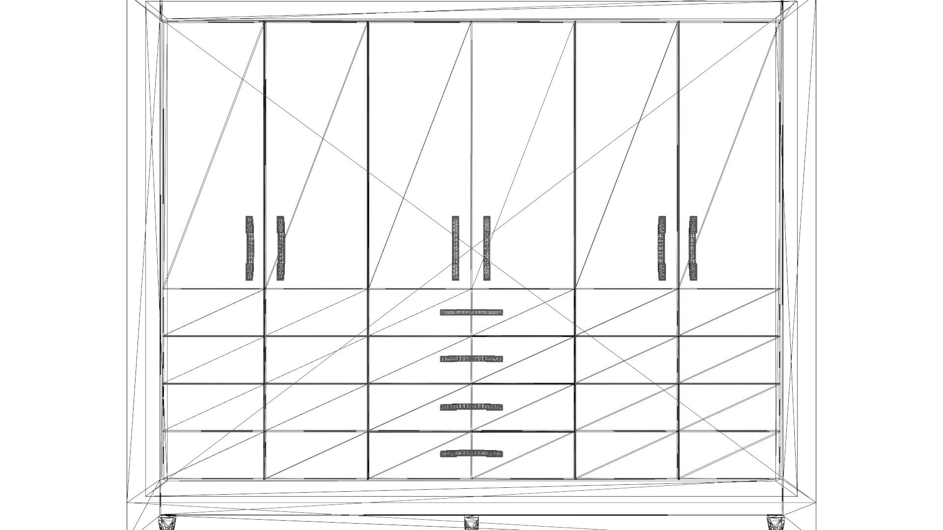 Elegant 6-Door 4-Drawer Cabinet Low-poly 3D model_5