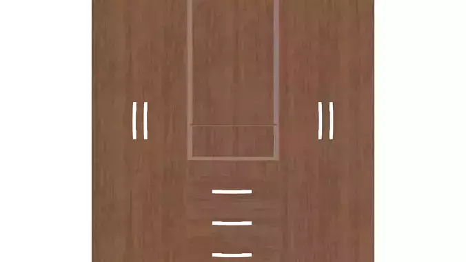 4-Door 3-Drawer Bedroom Wardrobe Cabinet 3D Model