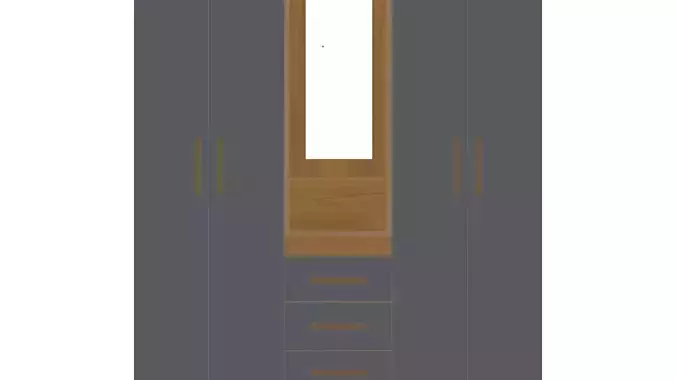 Realistic 4-Door Wardrobe with 3 Drawers - Bedroom Cabinet