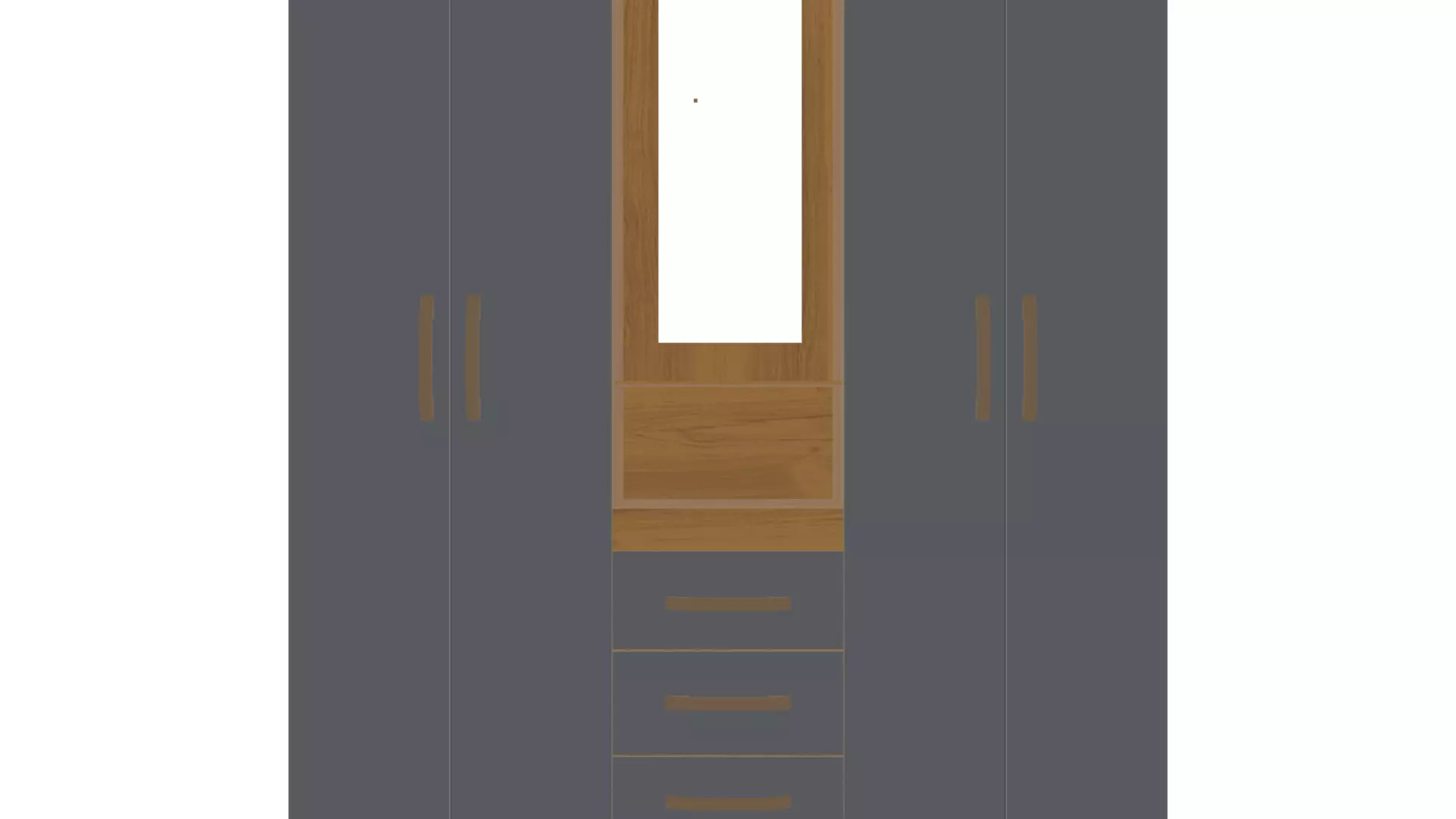 Realistic 4-Door Wardrobe with 3 Drawers - Bedroom Cabinet Low-poly 3D model_0