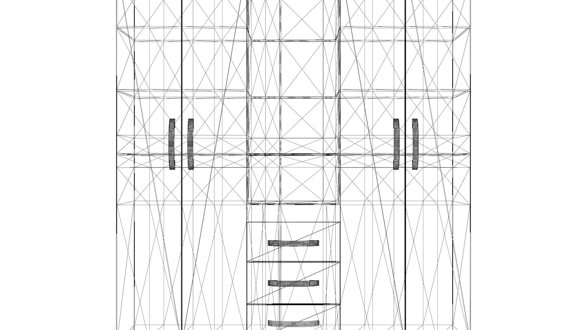 Realistic 4-Door Wardrobe with 3 Drawers - Bedroom Cabinet Low-poly 3D model_1