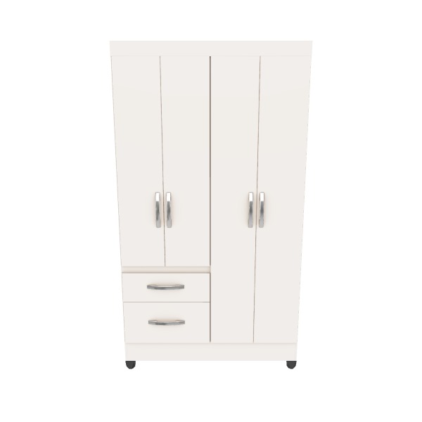 Modern 4-Door Cabinet with Mirror - Bedroom Storage Furniture Low-poly 3D model_28