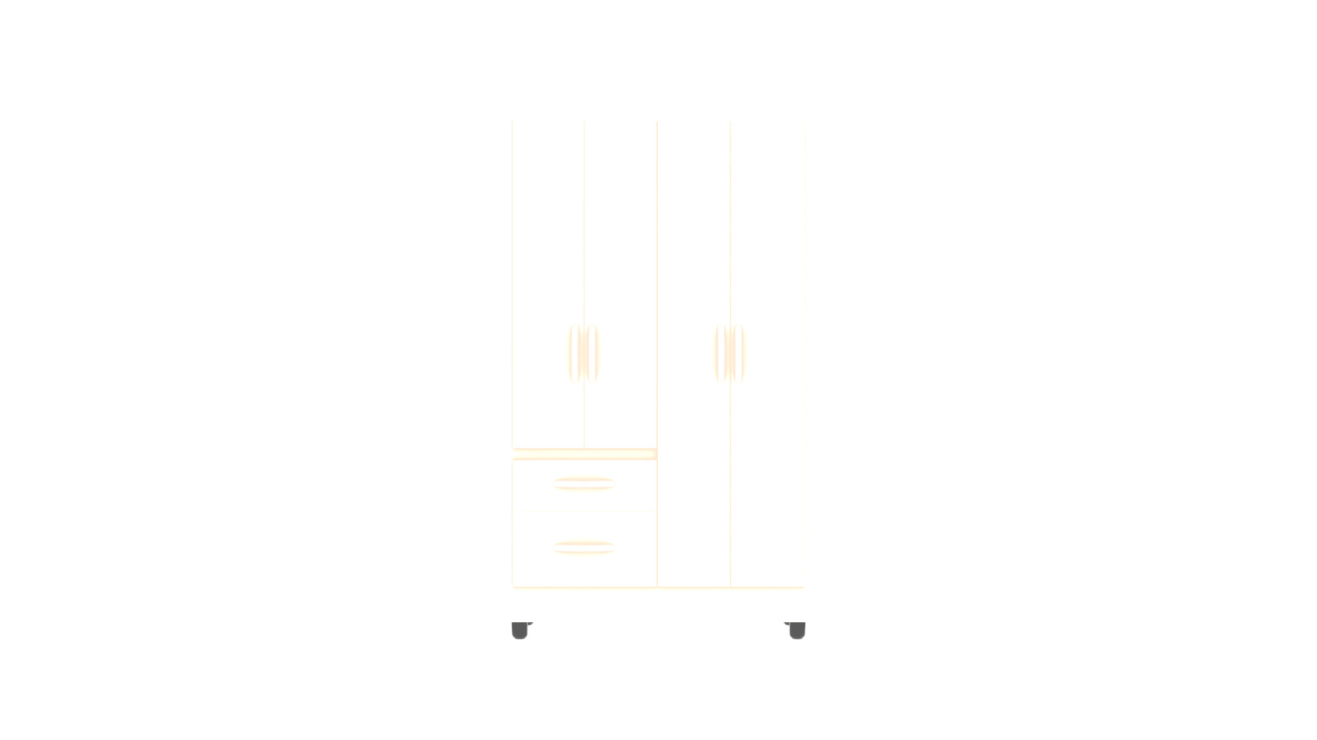 Modern 4-Door Cabinet with Mirror - Bedroom Storage Furniture Low-poly 3D model_2