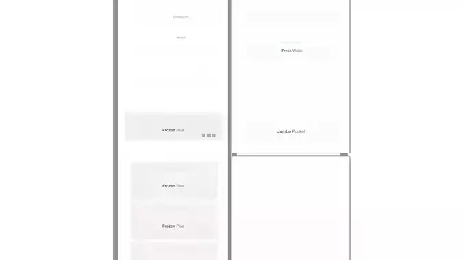 Interior Bottom Freezer Refrigerator Low-poly 3D model