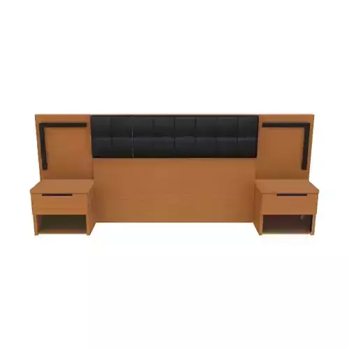 Queen Bed Headboard with Tables and Lights 3D Model