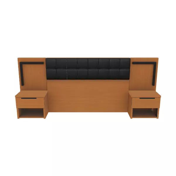 Queen Bed Headboard with Tables and Lights 3D Model Low-poly 3D model_0