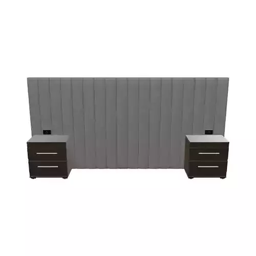 Queen Size Bed Headboard with Nightstands 3D Model Low-poly 3D model