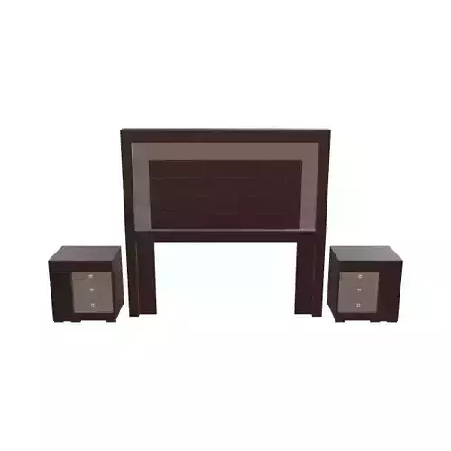 Queen-Size Bed Headboard with Bedside Tables 3D Model for Bed... Low-poly 3D model