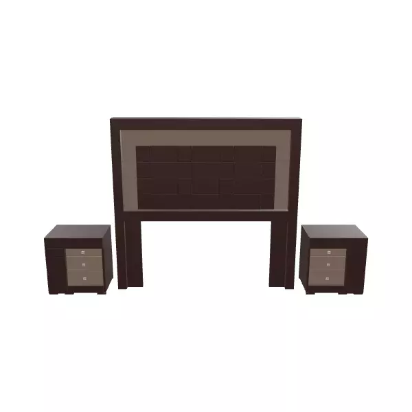 Queen-Size Bed Headboard with Bedside Tables 3D Model for Bed... Low-poly 3D model_0