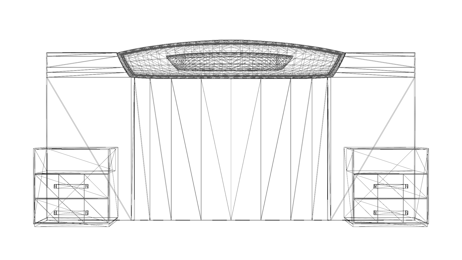 Matrimonial Bed Headboard with Side Tables Low-poly 3D model_1