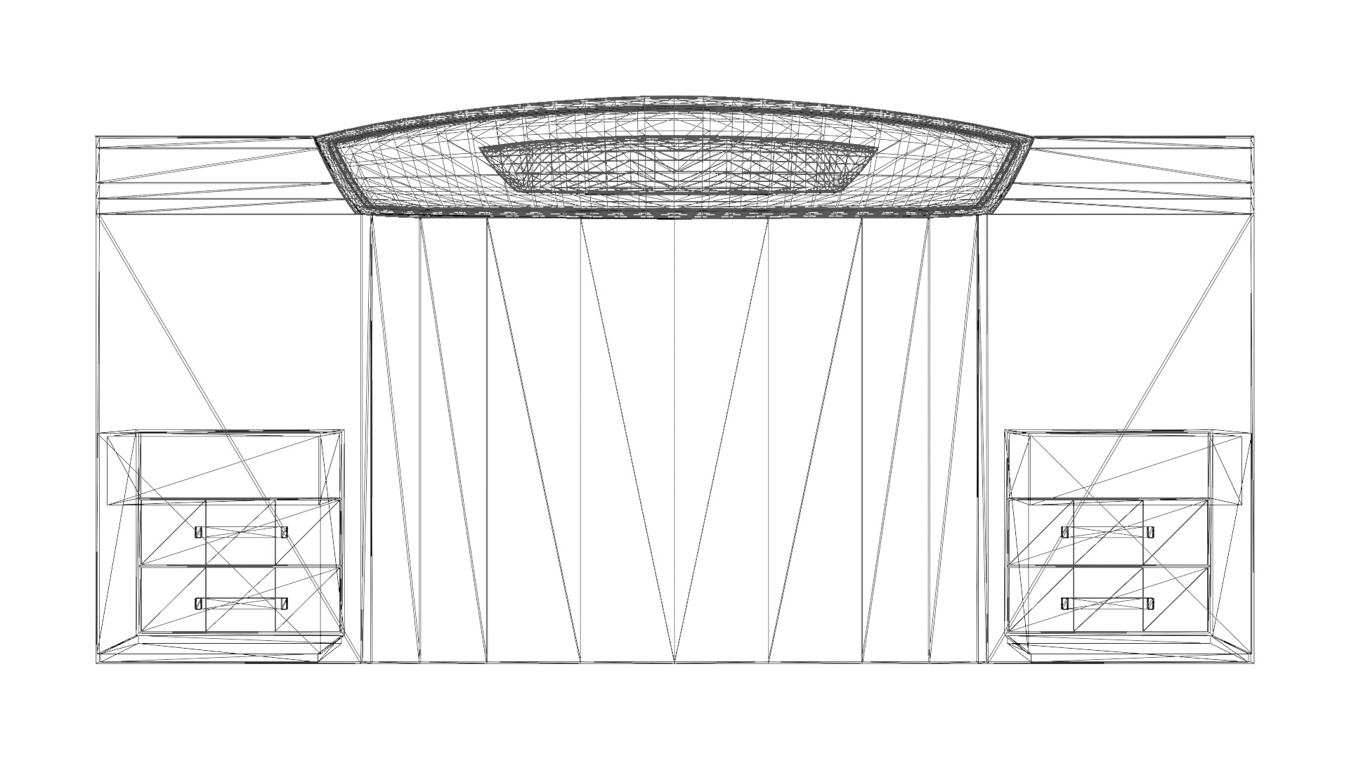 Matrimonial Bed Headboard with Side Tables Low-poly 3D model_5