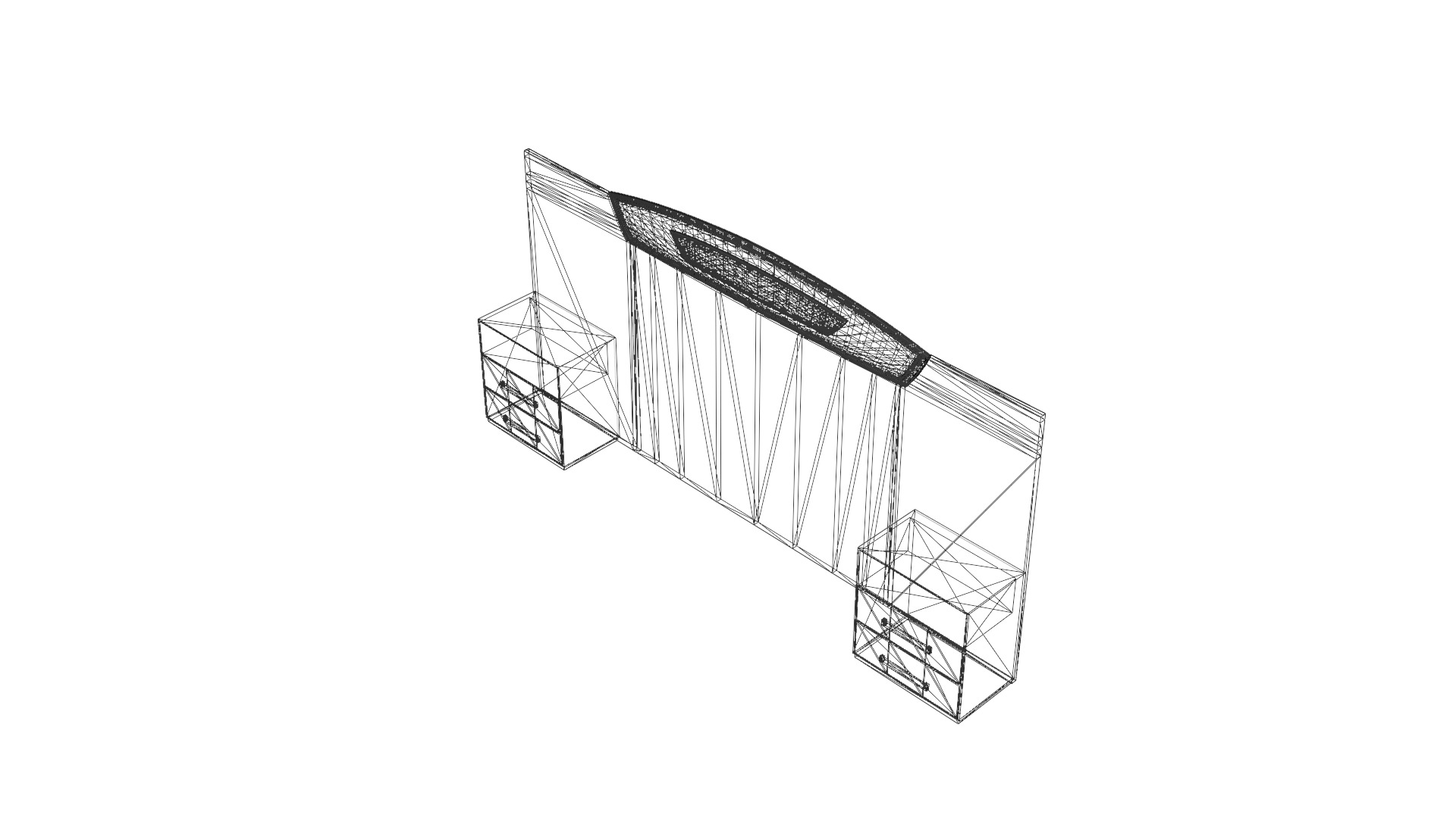 Matrimonial Bed Headboard with Side Tables Low-poly 3D model_25