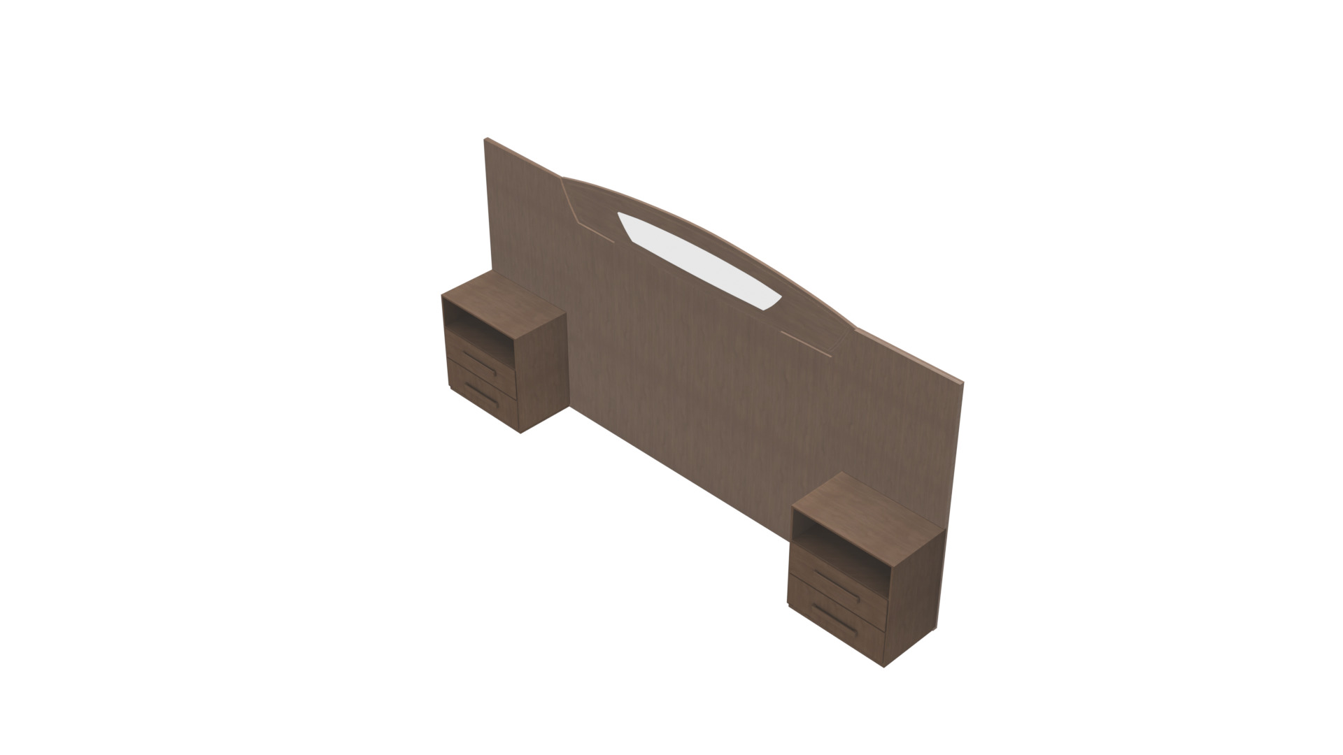 Matrimonial Bed Headboard with Side Tables Low-poly 3D model_24