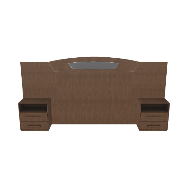 Matrimonial Bed Headboard with Side Tables Low-poly 3D model_28