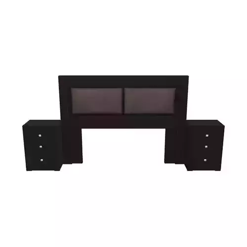 King Headboard with Lighting and Side Tables