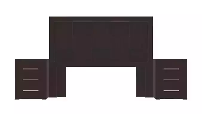 King Size Bed with Nightstands and Storage Drawers 3D Model