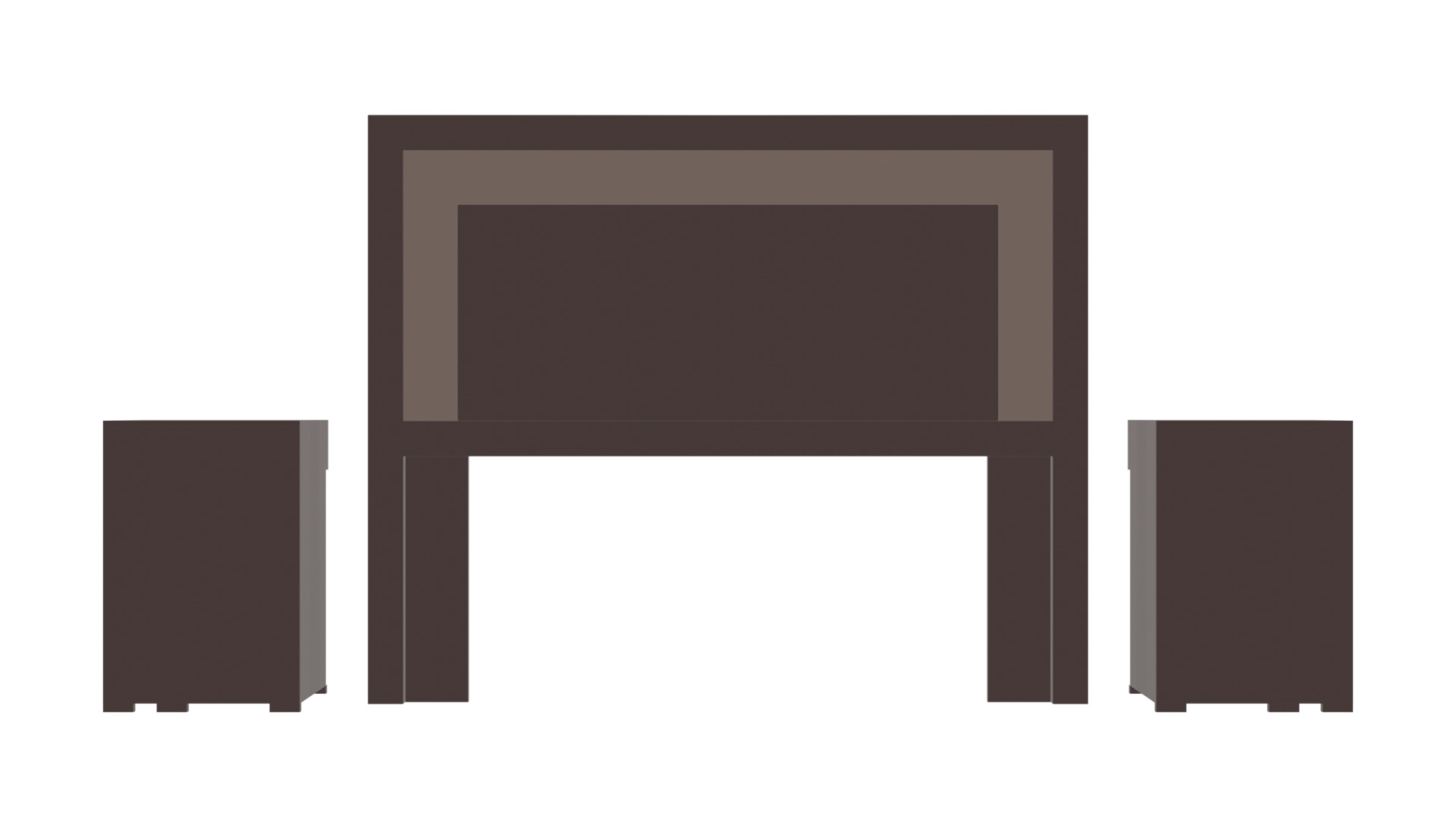 King-Sized Bed Headboard with Nightstands - 3D Furniture Model Low-poly 3D model_4