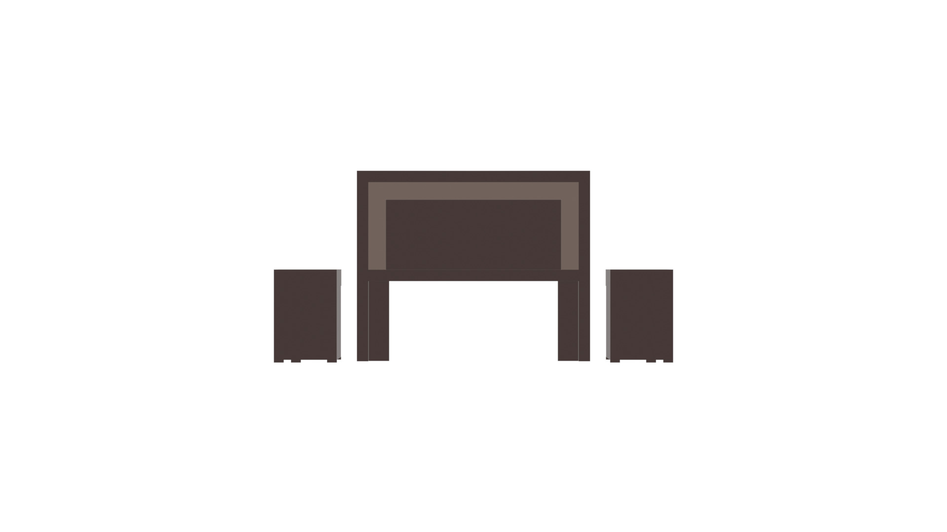 King-Sized Bed Headboard with Nightstands - 3D Furniture Model Low-poly 3D model_6