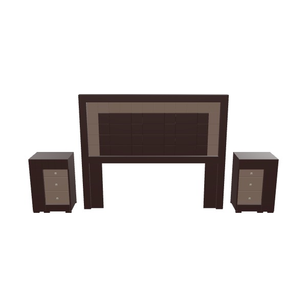 King-Sized Bed Headboard with Nightstands - 3D Furniture Model Low-poly 3D model_28