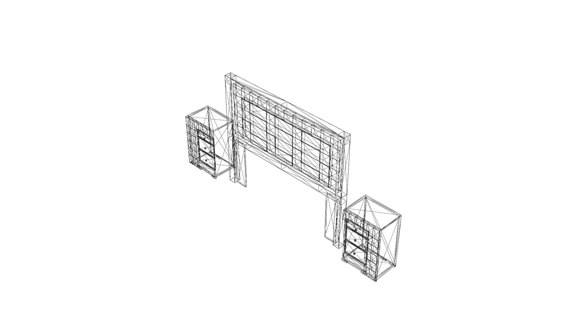 King-Sized Bed Headboard with Nightstands - 3D Furniture Model Low-poly 3D model_25