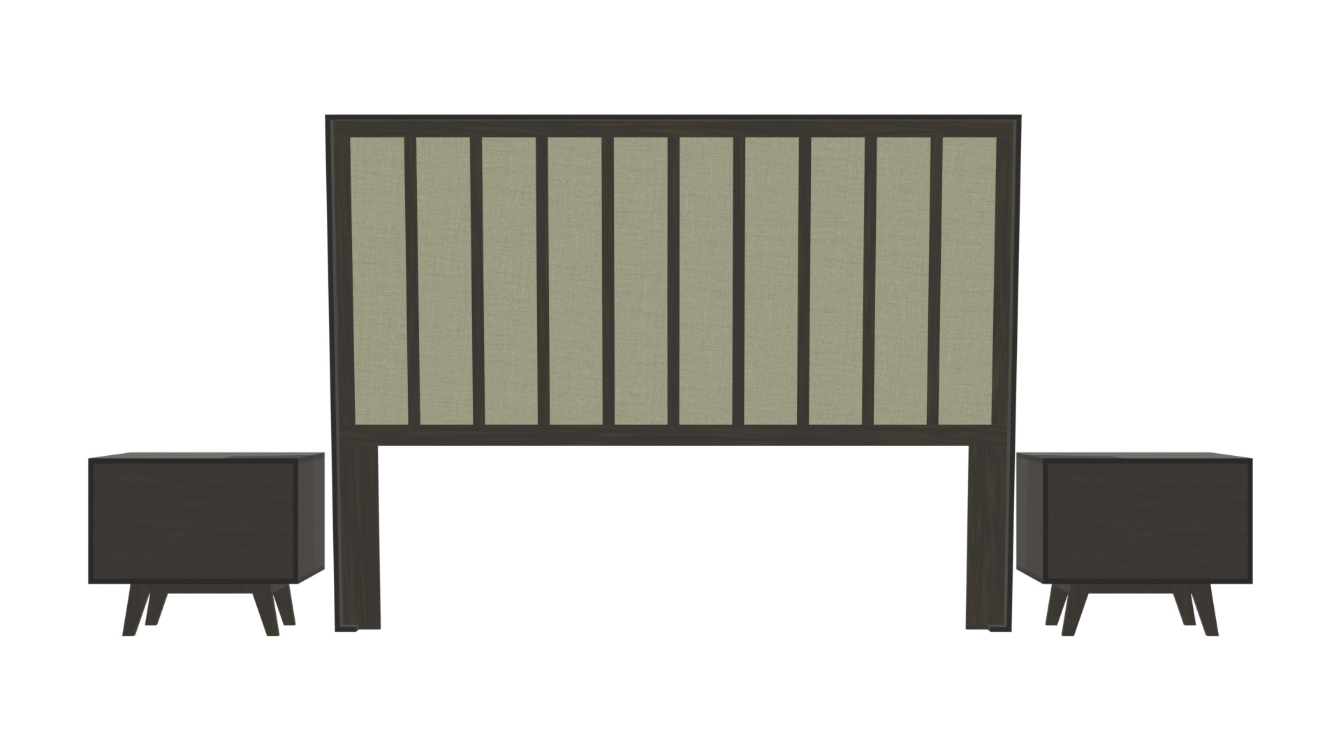 King Size Bed with Nightstands Low-poly 3D model_4