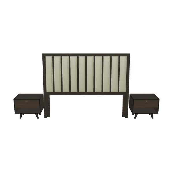 King Size Bed with Nightstands Low-poly 3D model_28