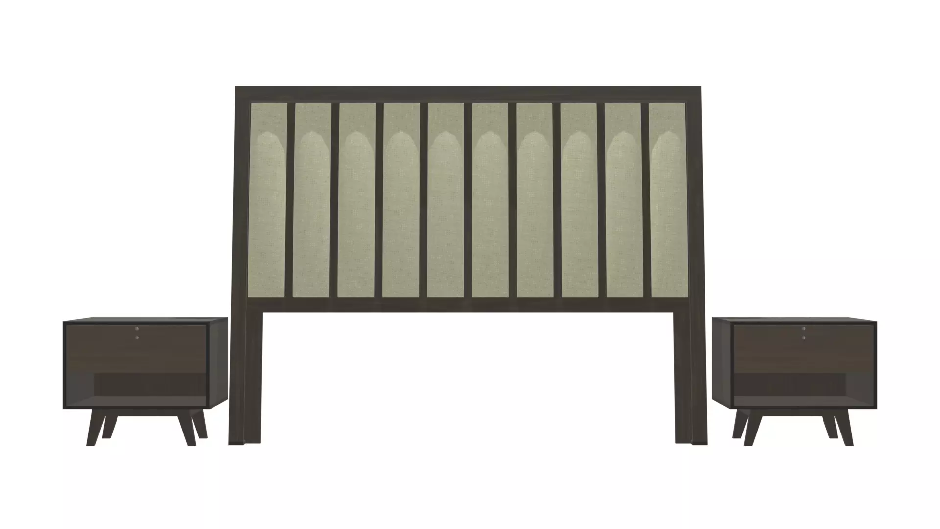 King Size Bed with Nightstands Low-poly 3D model_0
