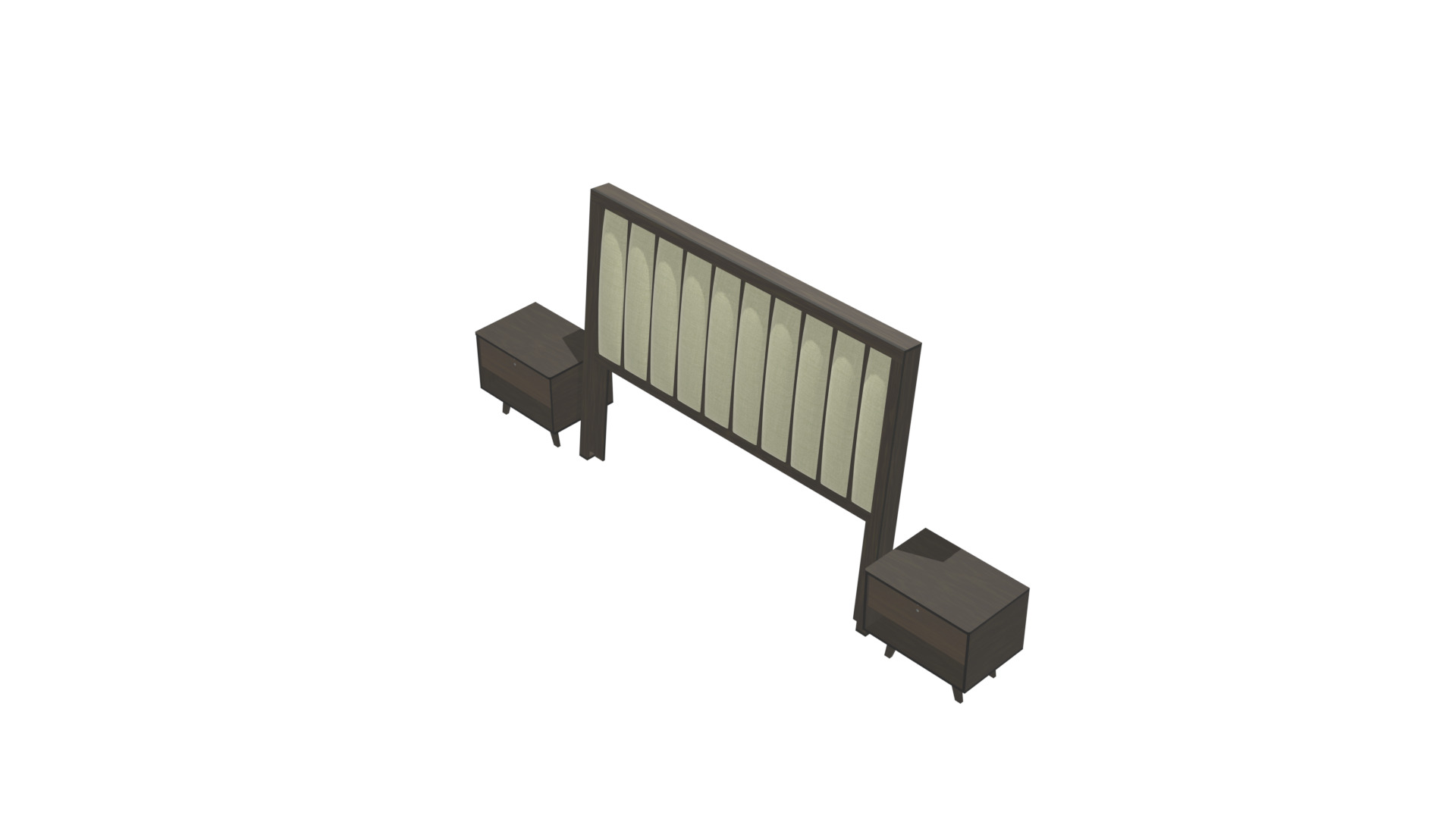 King Size Bed with Nightstands Low-poly 3D model_24