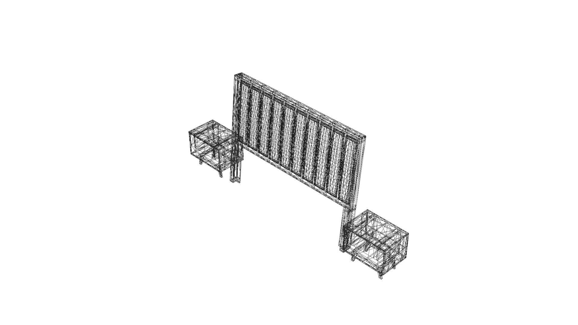 King Size Bed with Nightstands Low-poly 3D model_25