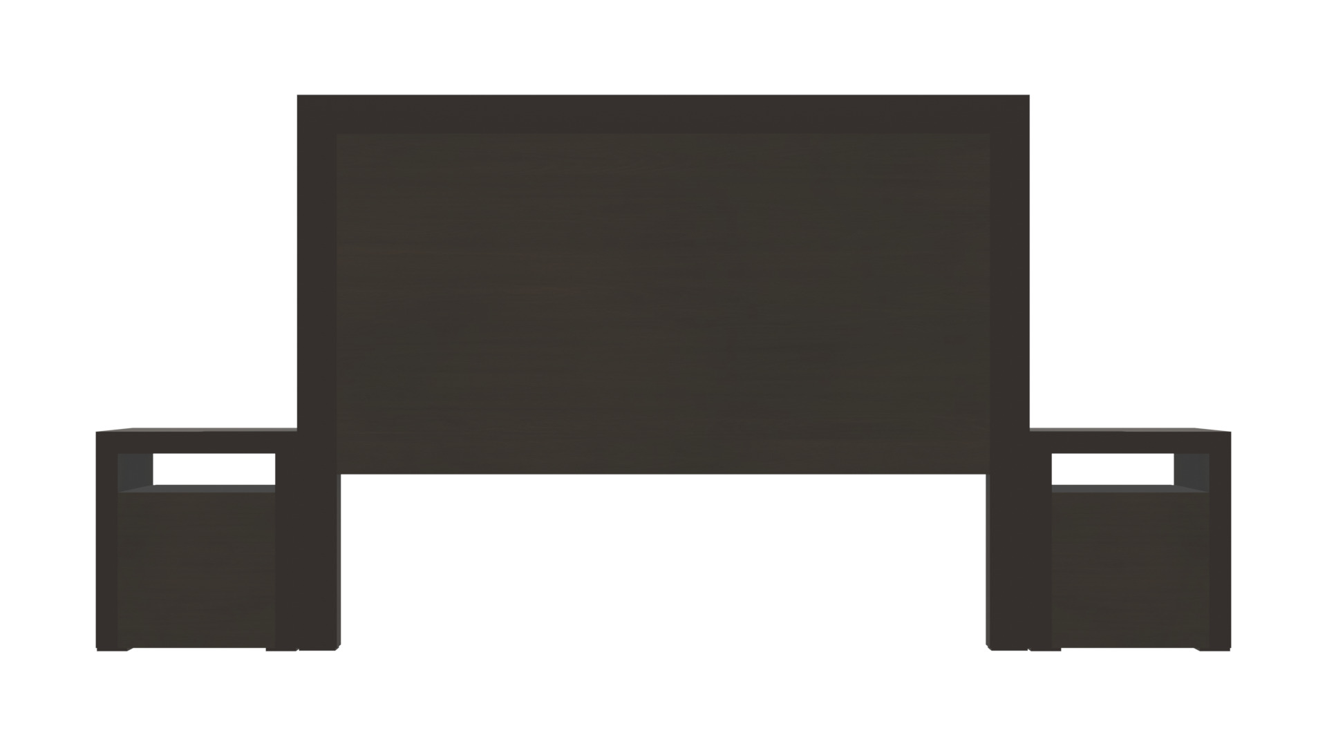 Modern King Size Bed Headboard with Nightstands Low-poly 3D model_4