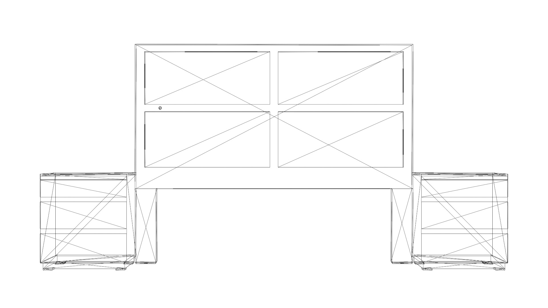 King Headboard with Nightstands 3D Model Low-poly 3D model_1