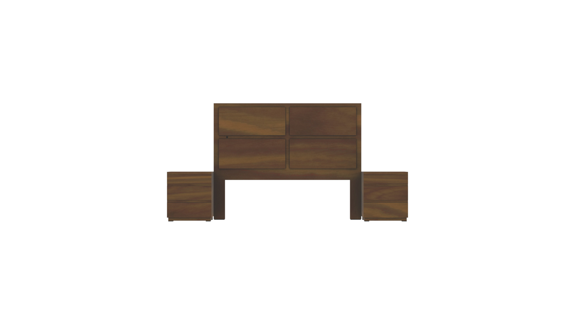 King Headboard with Nightstands 3D Model Low-poly 3D model_2